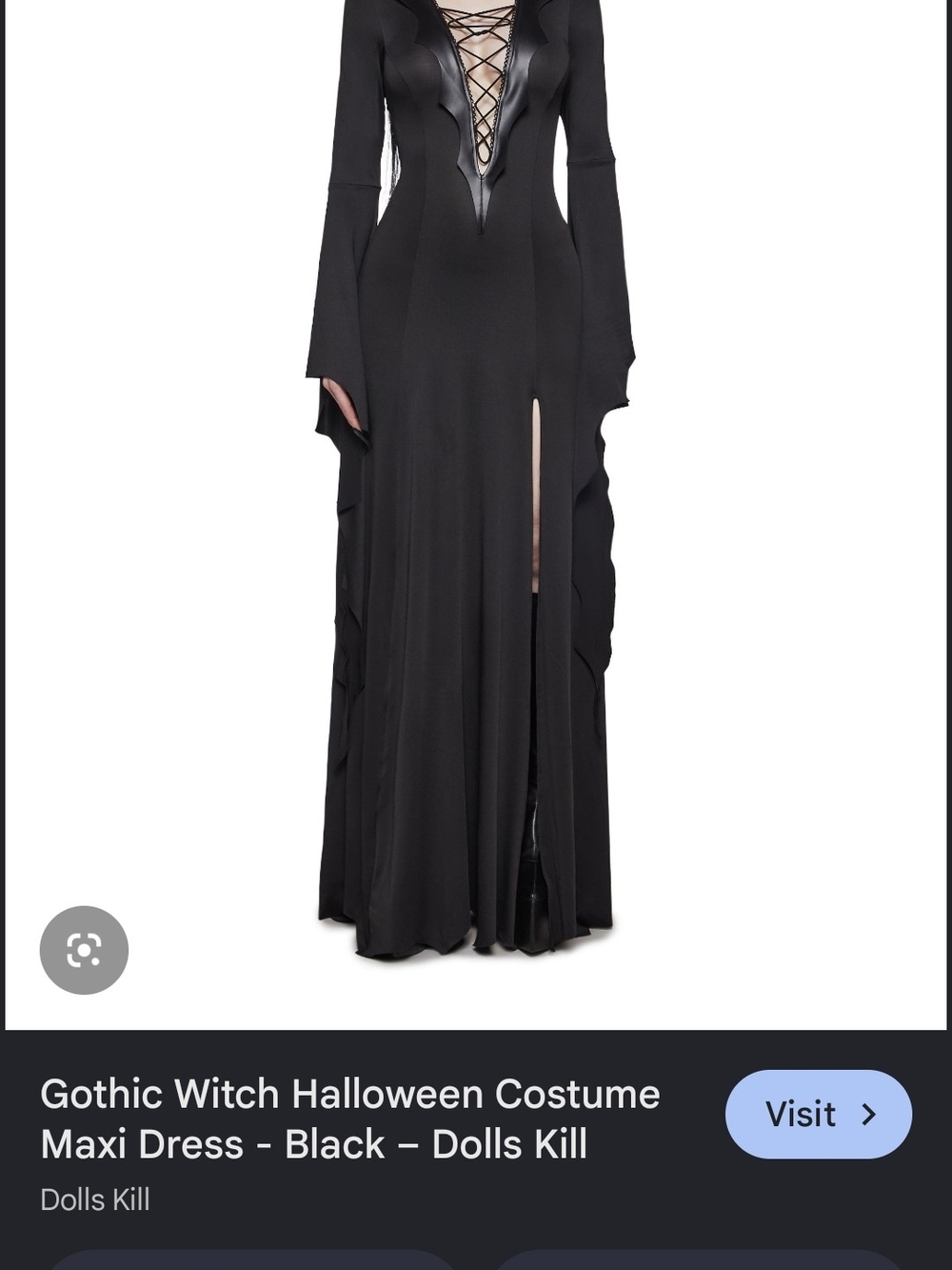 Dolls Kill Black Lace-Up Gothic Witch Maxi Dress